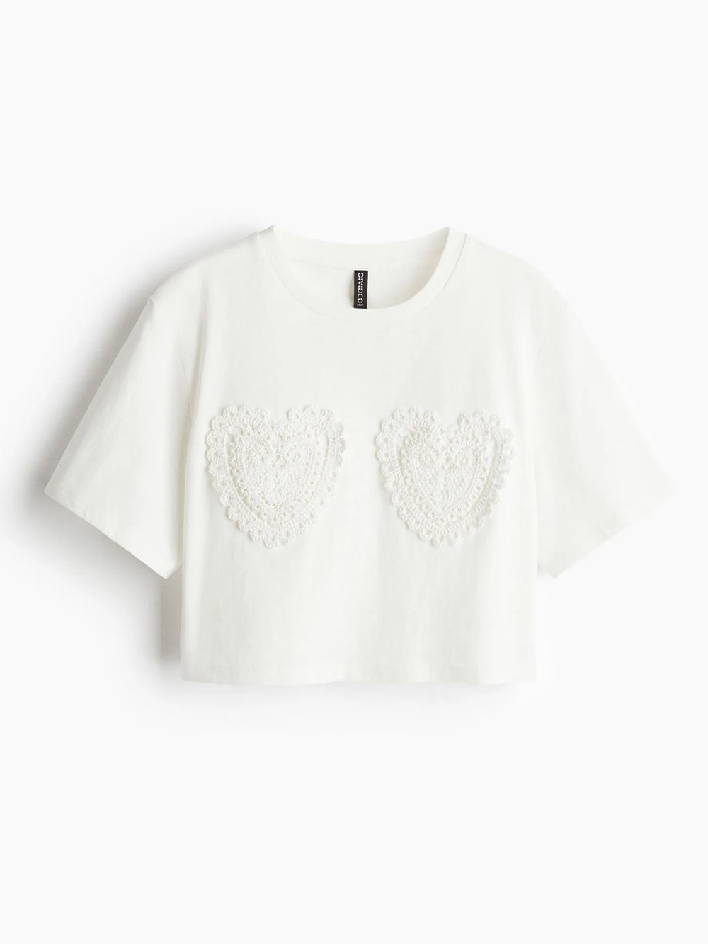 H&M White Appliquéd T-Shirt